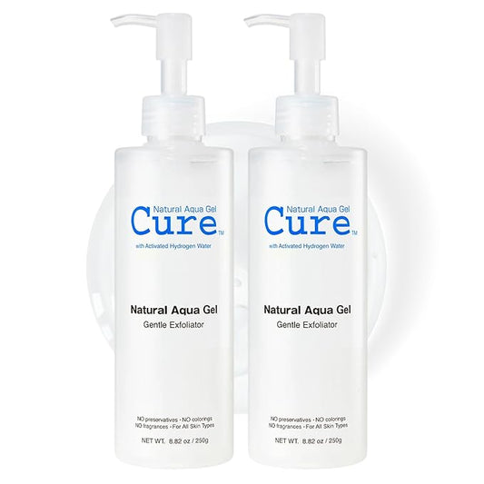 Cure by Toyo | Aqua Gel Gentle Exfoliator | Clear and Softer Skin | Non-Abrasive Face and Body Cleanser | Sensitive Skin | 2 Pack
