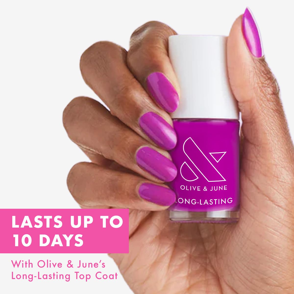 Olive & June Long Lasting Nail Polish | Plump Gel-Like Finish No Lamp Needed | Lasts up to 10 days | Salon-Quality at Home | 15-Free Vegan Cruelty-Free Chip-Resistant Shine | Grape Soda Daring Purple