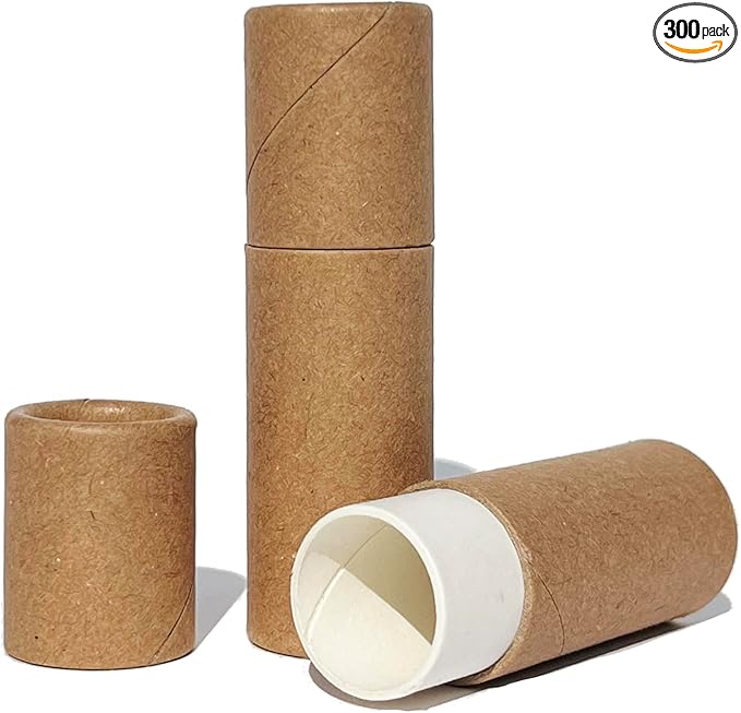 Push-Up Paperboard Lip Balm Tubes, Biodegradable Kraft Paper Lipstick Tube, Cardboard 0.5 Oz. (15 ml) Empty Container, Solid Perfume Tube, Sample Cosmetic Container, DIY Chapstick, Lipstick (300)