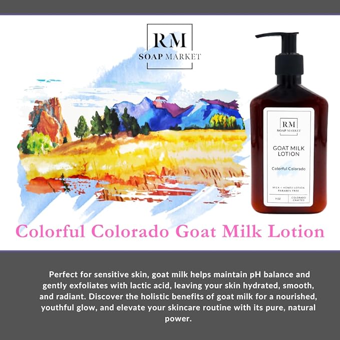 Goat Milk Lotion, Colorful Colorado Fragrance, Hydrating Lotion for Men and Women With Nourishing Goat Milk, Shea Butter, Sunflower Oil, and Aloe, White Lilies & Sweet Pea Scent, 9 Oz