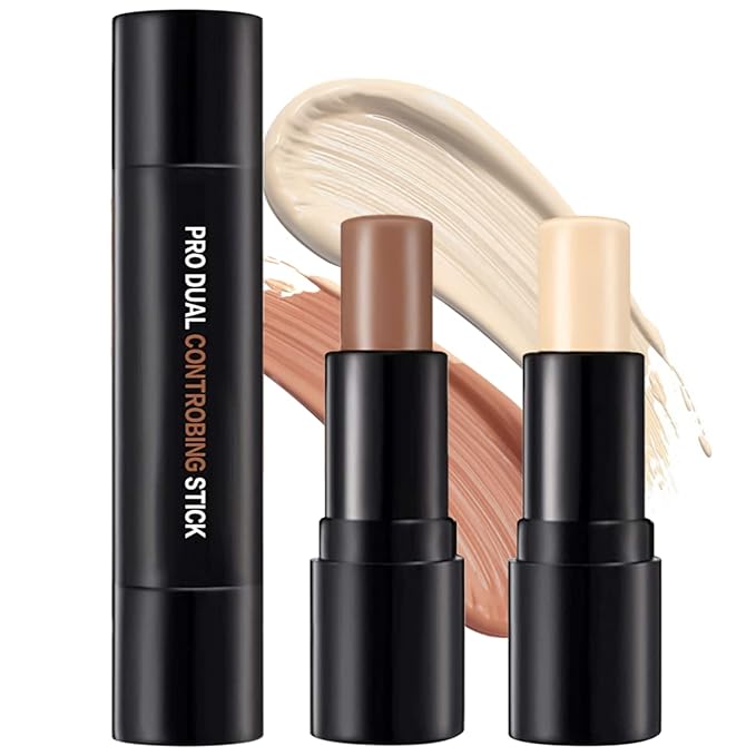 Double-End Contour Highlighter Stick Contour Stick, Face Highlighter, Contour Makeup Contouring Sticks Cream Concealer (4)