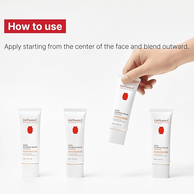 Cell Fusion C Skin Blemish Balm Intensive, Hydrating Tinted Moisturizer for Lighter to Medium Skin Tones, Correcting Redness and Blemish, 1.35 fl.oz