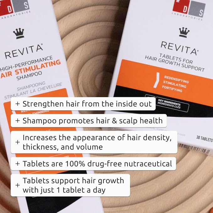 DS Labs Revita Shampoo 205mL & Tablets Kit – High-Performance Hair Density Shampoo, Hair Vitamins, Volumizing & Thickening, Fuller, Healthier-Looking Hair for Men & Women