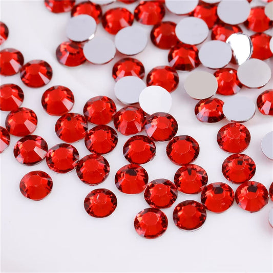 3000 Pieces SS12 3mm Flatback Rhinestones Clear Glass Round Gems Crystals for Nail Art DIY Crafts Clothes Shoes Bags （Red）