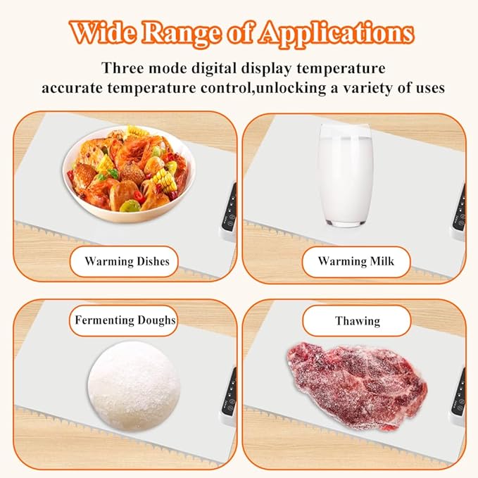 Food Warmer Mat, Electric Warming Tray, Portable Food Warming Mat with Adjustable Temperature and Timer, Roll Up Heating Mat for Food,Full Surface Heating,Fast Heating for Daily Use, Gatherings,Party