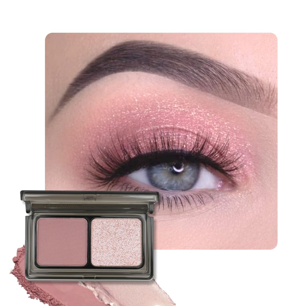 AMY'S DIARY 2 Color Mauve Rose matte +Champagne Pink Shimmer Eyeshadow Palette – Shimmer matte Rose Pink eye shadow for Eye Makeup, Long-Lasting & Highly Pigmented, Vegan & Cruelty-Free