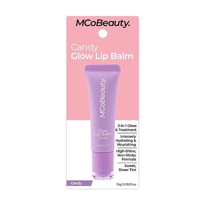 MCoBeauty Glow Lip Balm, Candy, Nourishing Tint for Luscious Lips, Vegan, Cruelty Free Cosmetics