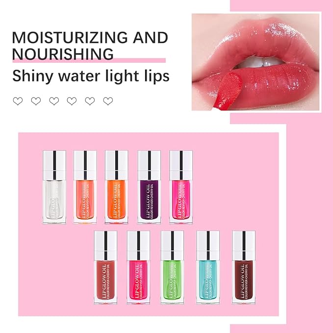 Hydrating Lip Glow Oil Moisturizing Plumping Lip Tint Lip Gloss Transparent Lip Balm Long Lasting Nourishing Repairing Lightening Lip Lines (004# CORAL)
