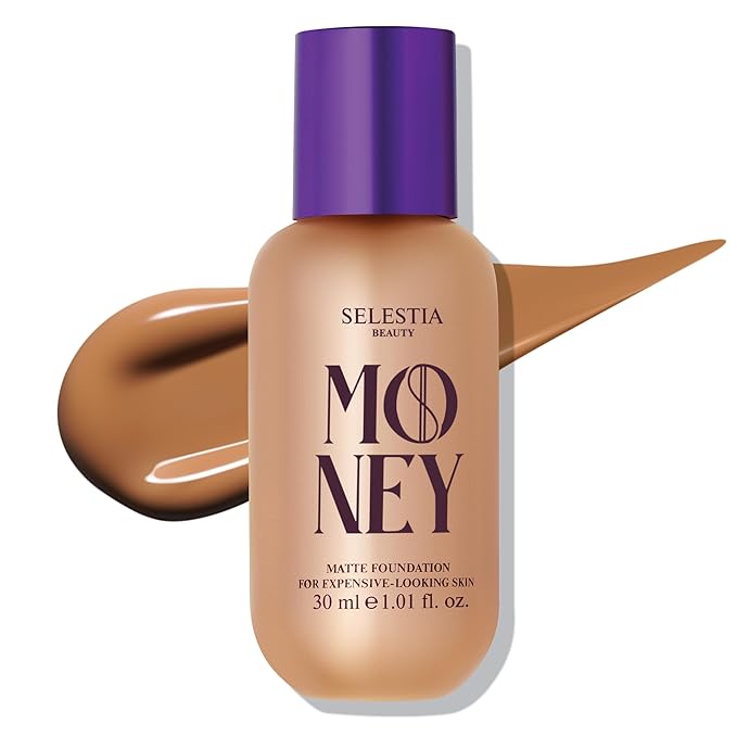 Matte Foundation Money - Long-Lasting Makeup Foundation with Flawless & Buildable Coverage - Liquid Foundation for All Skin Types (Honey)