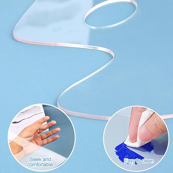 5PCS Acrylic Paint Palette Clear Paint Pallet,Transparent Non-Stick Oil Paint Palette with Protective Kraft for Craft DIY Art Painting Palette- Adults & Kids