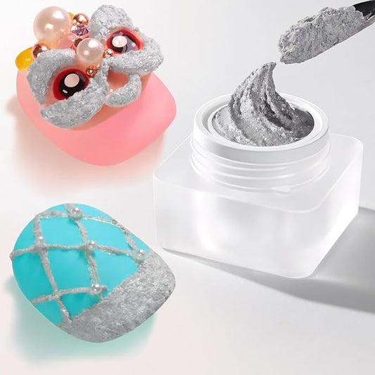 Double Rhythm 3D Nail Gel Solid Sculpting Gel for Nail Art Non-Sticky Hard Gel for Building Carving Molding Nail Extension Soak Off UV/LED Salon Home DIY 0.5 Oz (Gypsum Silver Gray)