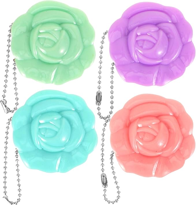 FRCOLOR Empty Makeup Compact 4Pcs Rose Shaped Lipstick Palettes with Mirror Refillable Mini Makeup Case Travel Cosmetics Container Sample Beauty Jars for Powder, Blush, Eye Shadow, Loose Powder