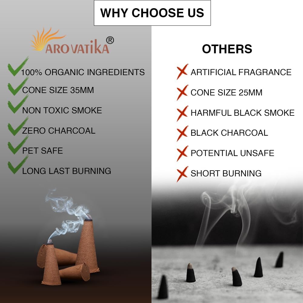 ARO VATIKA Vedic Patchouli Natural Masala 120 Incense Cones in Pack of 12 Boxes| Environment-Friendly Dhoop- Best for Prayer, Reiki, Meditation and Relaxation | Burn Time- 25 mins