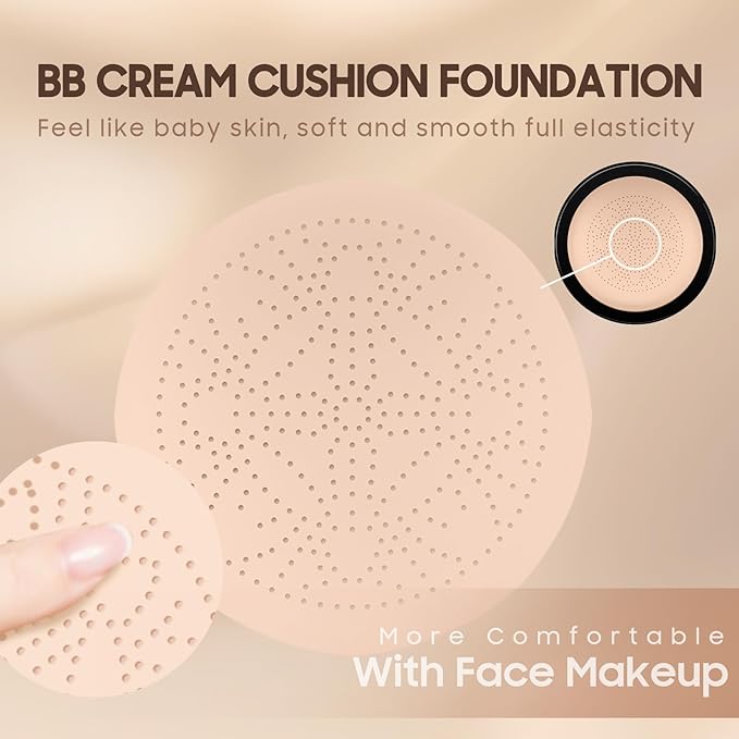 Air Cushion CC Cream Mushroom Head Foundation - Moisturizing BB Creams Foundation, Long-Lasting Waterproof Matte Concealer for Even Skin Tone (Medium Deep, 1 PCS)