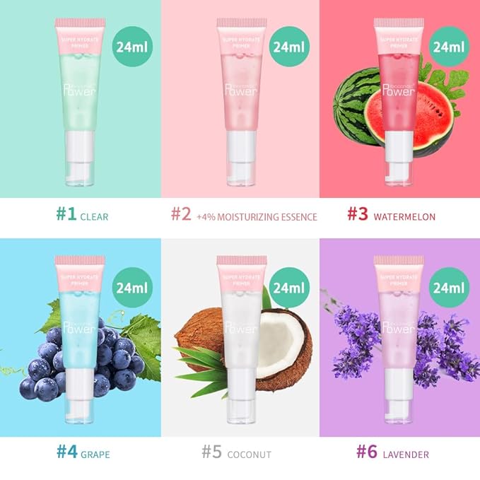 AKARY Gel-Based & Hydrating Face Primer For Smoothing Skin & Gripping Makeup with Vitamin C, Vitamin E, Retinol, Long-Wear Foundation Face Primer for Oil Control, Even Fine Lines, 0.81 Fl Oz, 04 Grape