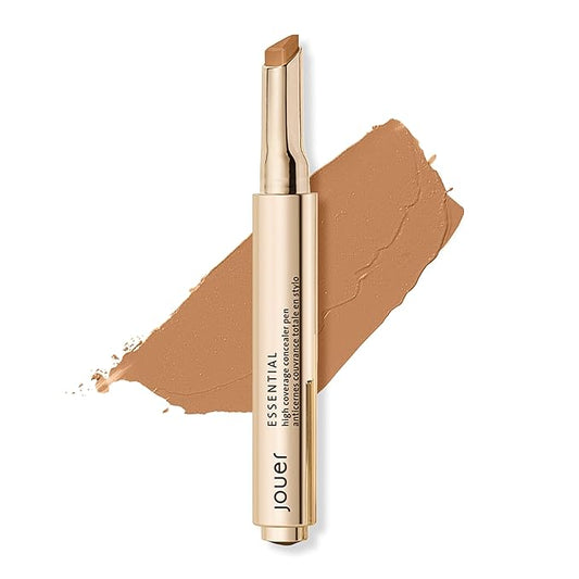Jouer Essential High Coverage Concealer Pen - Under Eye Concealer for Dark Circles - Brightening Makeup for Eye Circles - Color Corrector Eye Primer with Hyaluronic Acid and Vitamin E