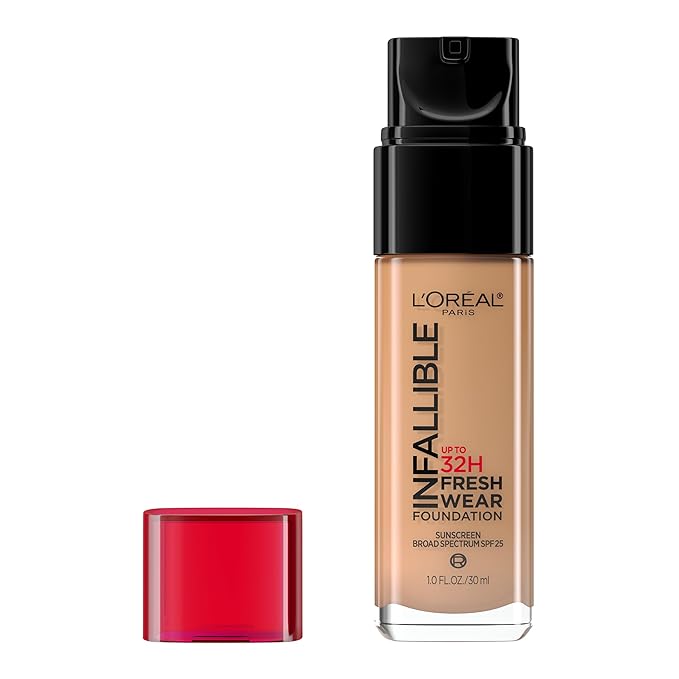 L'Oreal Paris Makeup Infallible Up to 32 Hour Fresh Wear Lightweight Foundation, 490 Golden Amber, 1 Fl Oz, Packaging May Vary