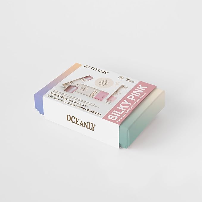 ATTITUDE Silky Pink Makeup Box Set, EWG Verified, Titanium Dioxide-Free, Plastic-free, Plant and Mineral-Based Ingredients, Vegan and Cruelty-free Beauty Products, Set of 3 Makeup Sticks