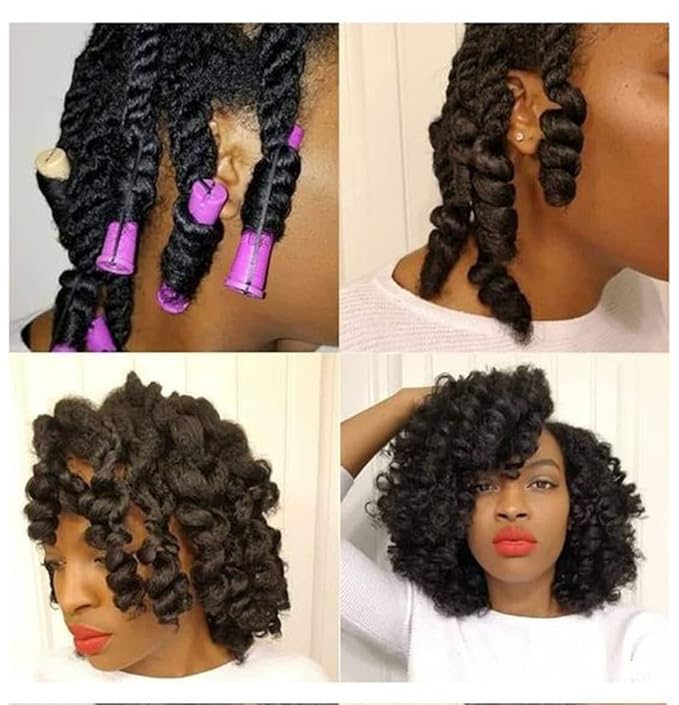 YOROSTAR 20pcs Purple Plastic Perm Rods Set for Natural Hair Cold Wave Rods Hair Rollers for Long Short Women's Hair DIY Hairdressing Tools