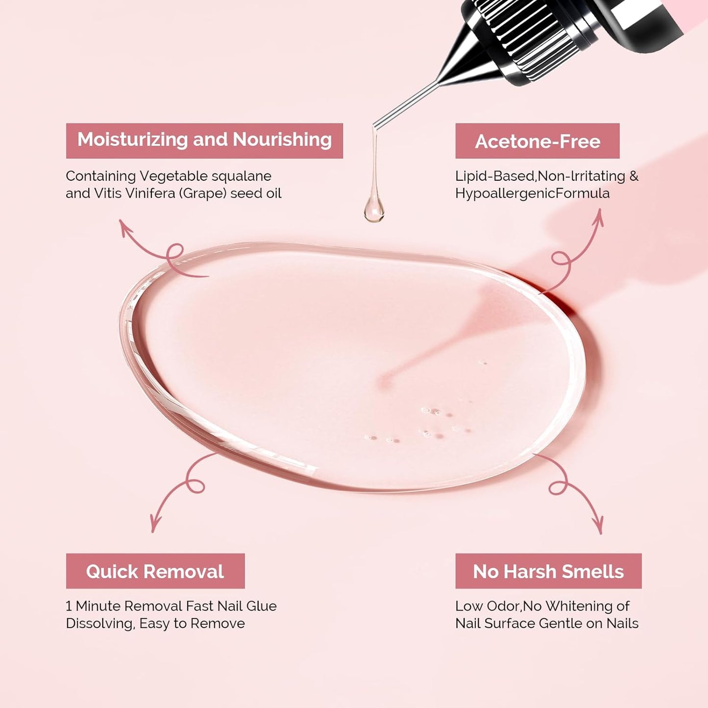 MelodySusie 30ML Nail Glue Remover for Press on Acetone Free Nail Polish Remover Multi-Functional Remover for Nails Tips Gentle Glue Remover for Gel x Nails for Home Salon