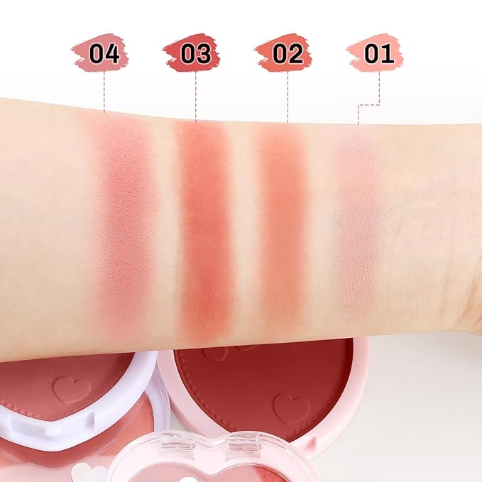 Boobeen Powder Blush Matte Pressed Blush Palette, Highly Pigmented Cream Pink Blusher for Cheeks, Blusher Compact Powder Makeup Lightweight Easily Blends, Single Color Rouge Powder