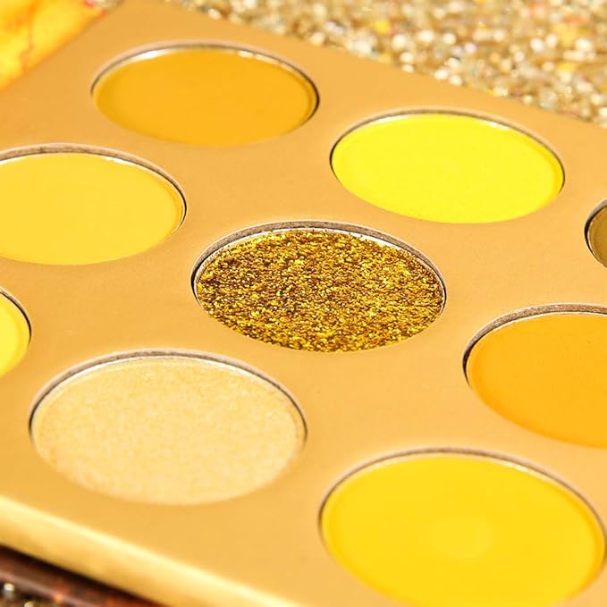 docolor Eyeshadow Palette 9Colors Yellow Eyeshadow Gemstone Shadow Palettes Highly Pigmented Mattes Shimmers Smokey Glitter Cream Colorful Powder Blendable Long Lasting Waterproof Makeup Palette