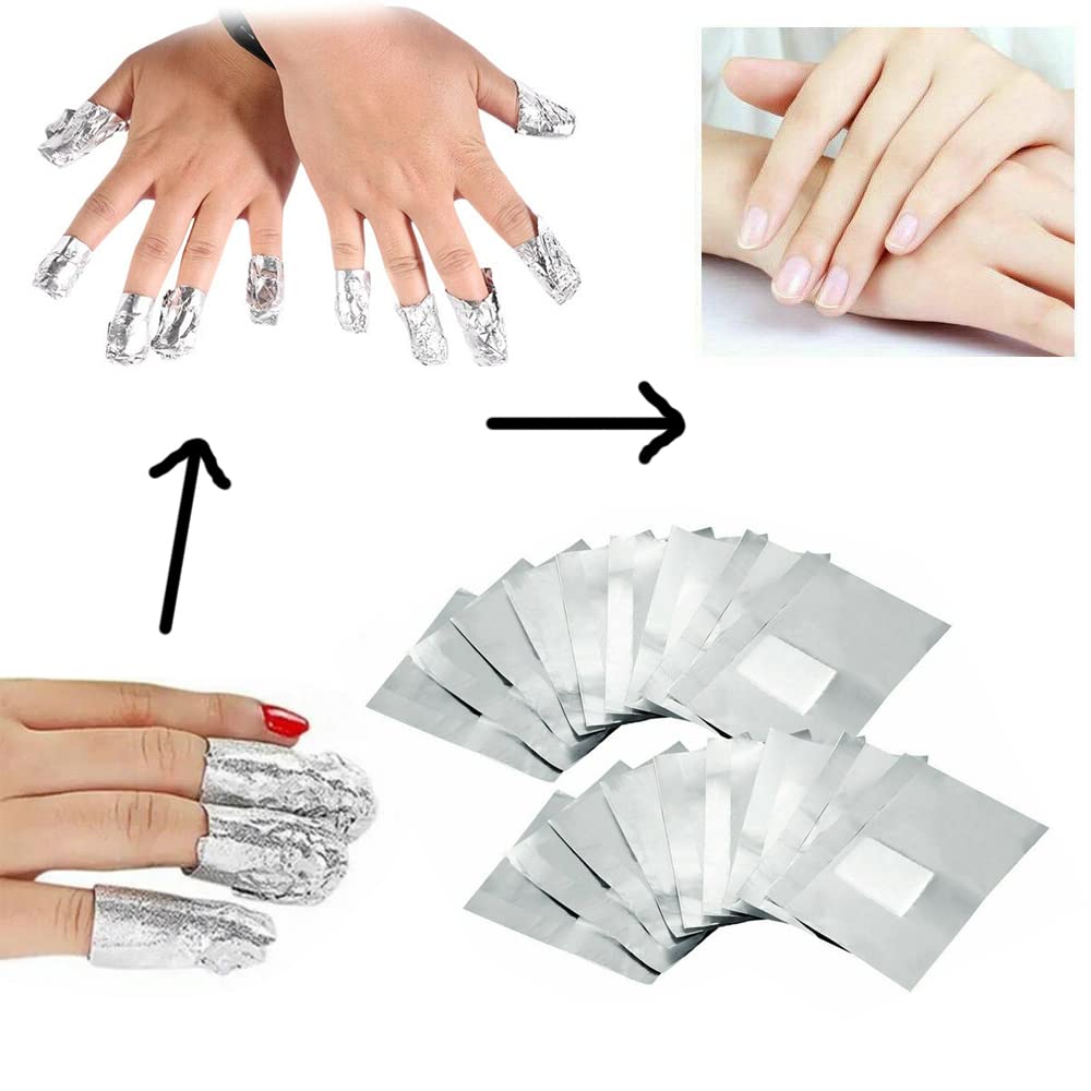 200Pcs Nail Polish Remover Gel Nail Foil Wraps Aluminium Soak Off Foils Cotton Pads Gel Nail Polish Wraps Removal Tool Finger Nail Polish Remover with Lint-Free Lager Cotton Pad