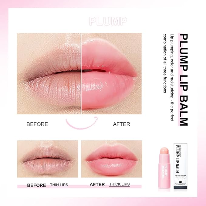 Plumping Lip Balm - Tinted Lip Balm Plumper - Enhancing & Hydrating Lip Moisturizer Fade Lip Lines Lip Care 0.17Oz/4.8g - 02 SAKURA PINK