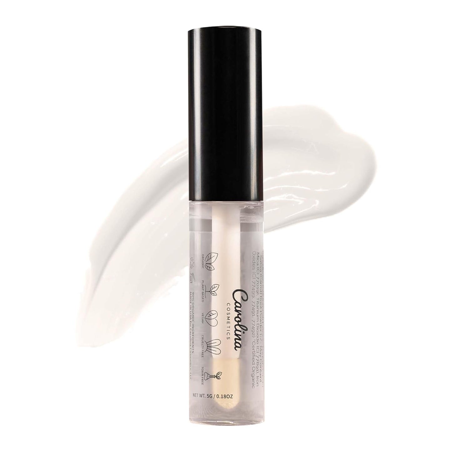 Clear Quartz Lip Gloss with Sunflower Seed Oil - Hydrating, Vegan, Non-Sticky - With Cacao & Grape Seed Oils - 5g/0.18oz