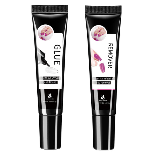 15g Semi Solid Nail Glue with 15g Remover for Press On Nails Tips Gel Nail Glue No Need for UV Lamp Quick Drying a Long Lasting Fake Acrylic Nail