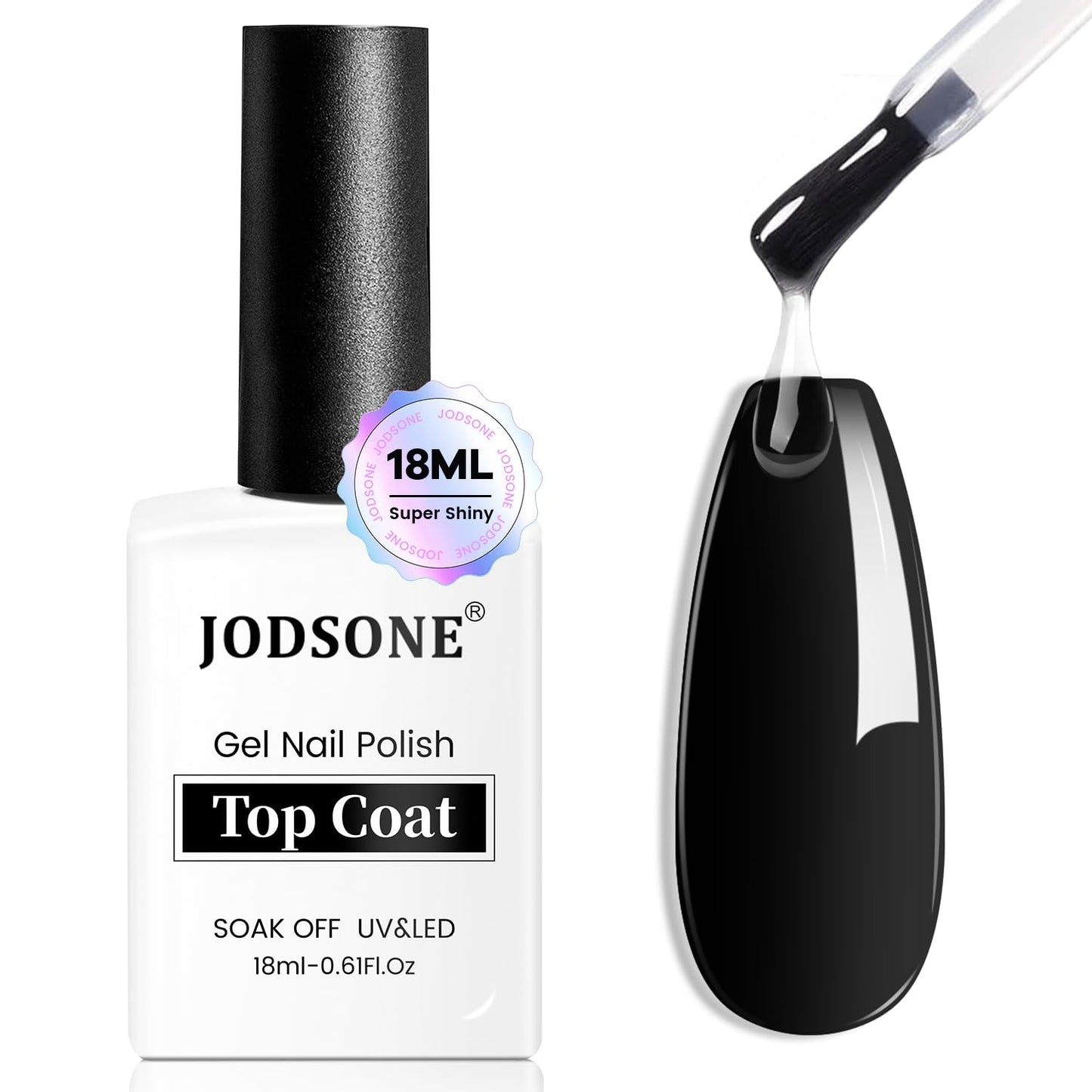 JODSONE 18ml Top Coat Gel Polish No Wipe High Gloss Shine Finish Long Lasting Gel Nail Polish Professional Manicure for Home DIY and Nail Salon
