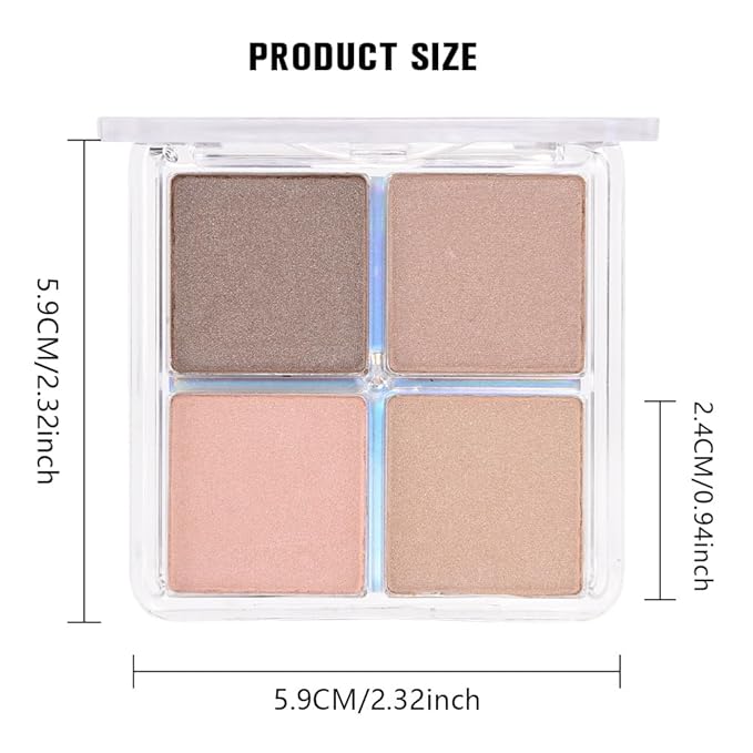 4 Colors Deep Rose Soft Pink Beige Brown Eye Shadow Palette Makeup, Neutral Matte Shimmer Eyeshadow Palette for Women Highly Pigmented Waterproof, paleta de sombras de ojos, Vegan 09