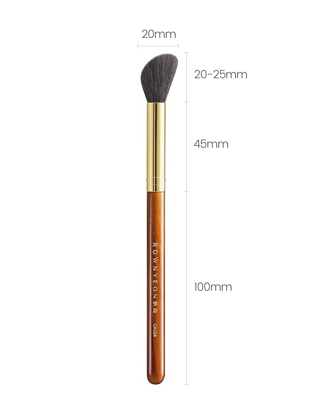 Desert Oak Series Angled Blush Brush - Soft Goat Hair Bristles for Powder/Cream Blush & Bronzer, Ergonomic Ebana Handle & Brass Ferrule, Beginner to Pro (CM 164)