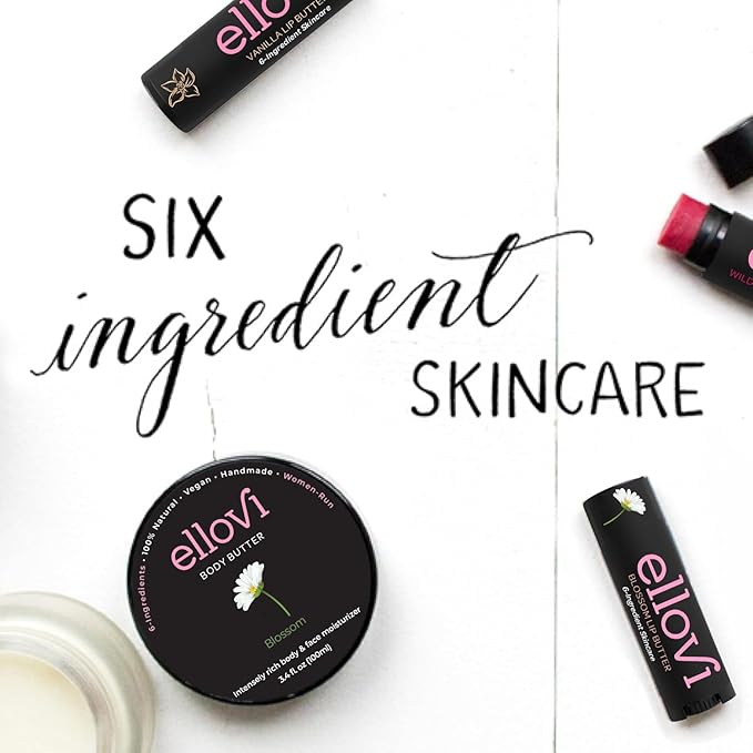 Natural Lip Butter Lip Balm - Blossom - Pure Enough to Eat - Made With Just 6 Vegan Ingredients - Moisturizing Lip Care for All Day Hydration (3-Pack)