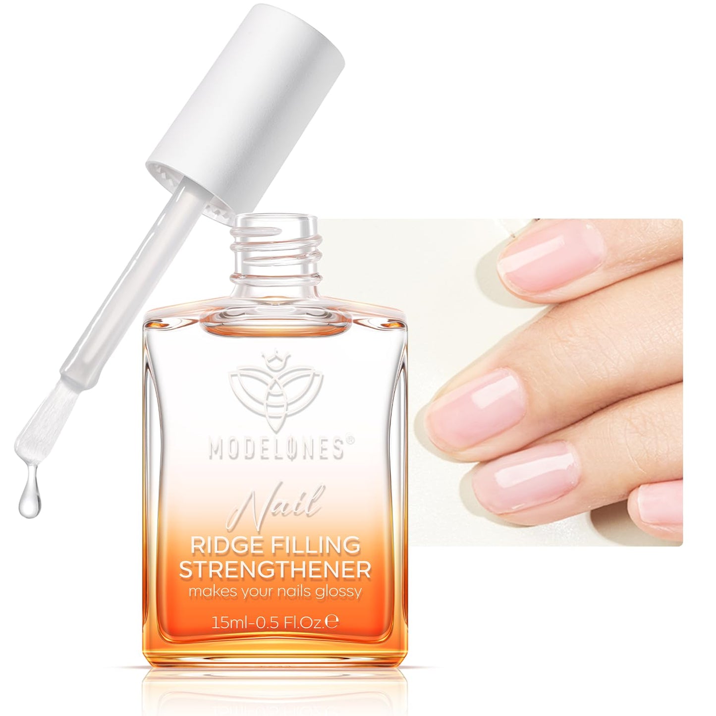 modelones Nail Strengthener Clear Nail Polish Repair for Damaged Nail Hardener Extra Strong and Growth Crystal Clear 15ml