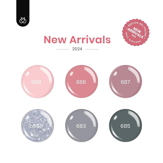 Beetles Gel Nail Polish Set 6 Colors Pink Nude Gray Glitter Gel Polish Wedding Nail Polish Bridesmaid Nail Art Design Soak Off Uv LED Lamp Needed Manicure Set Gifts for Women Bridesmaid Beauty