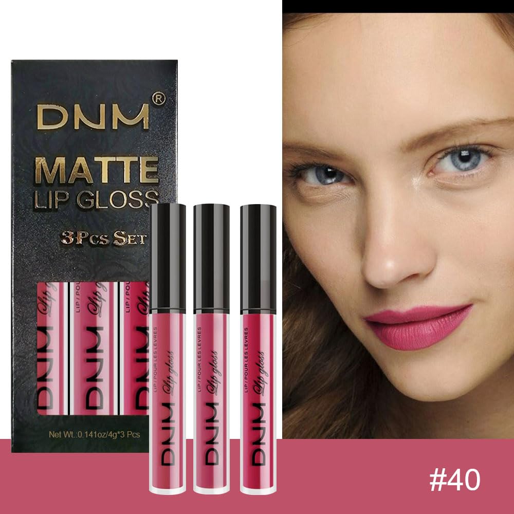 evpct 3Pcs Mauve red Berry pink Rose red Matte Liquid Lipstick Sets for Women 24-hour Matte+Lipstick Lipstick Lip Stain Gloss Long Lasting 24 Smudge Waterproof