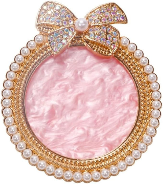 Bow Resin Nail Art Palette, Nail Polish Makeup Mixing Plate, Bow Shaped Pearl Inlaid with Diamonds Nail Display Board Palette (Pink)