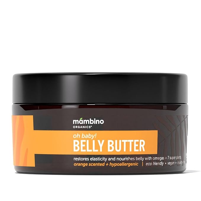 Mambino Organics Oh Baby! Belly Butter – Organic Stretch Mark Cream for Pregnancy with Dutch Shea & Cocoa Butter – Vitamins, Omegas for Elasticity – Vegan Cruelty-Free Maternity Care, 4 fl oz