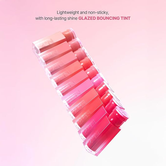 2aN Glaze Bouncing Tint – Lightweight, Moisturizing Lip Tint with High-Shine Finish, Smooth, Light Plumping, Comfortable Wear, Korean Makeup (Peach Chou, 0.16 oz)