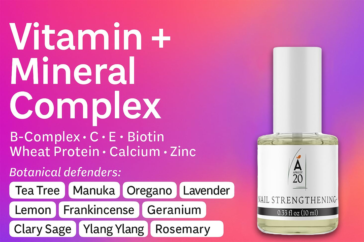 Nail Strengthening Oil Plus, Growth and Repair Treatment for Weak Nails, Nourishing 25 Essential & Carrier Oils Formula - 0.33 fl oz