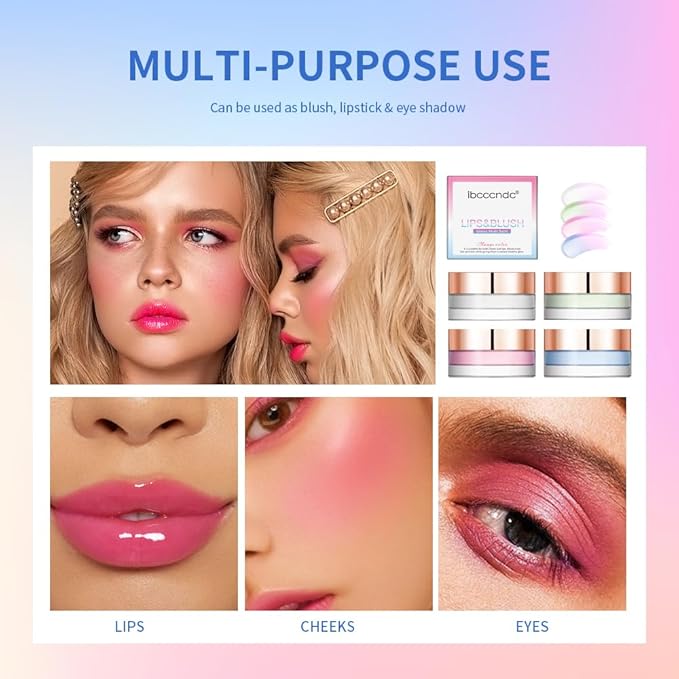 Color Change Blush Clear Liquid Blush Cream Moisturizing Blusher Halo dyeing naturally Blush Rouge Multi-use Makeup Cream For Cheeks Face Lips Waterproof Blush Gel Lip Oil (#4)