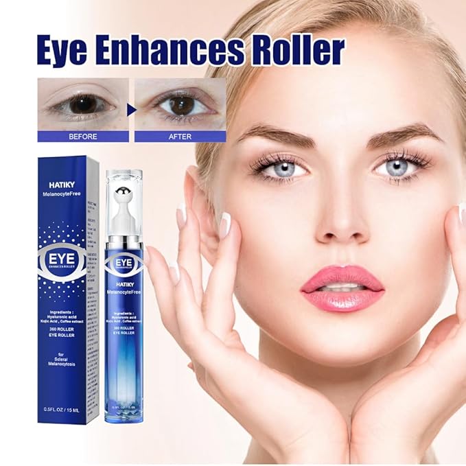 Caffeine Eye Cream with 360° Eye roller for Puffy Eyes -Under Eye Cream for Dark Circles and Puffiness - 5% Caffeine Eye Serum Reduce Wrinkles, Fine Lines and Under Eye Bags