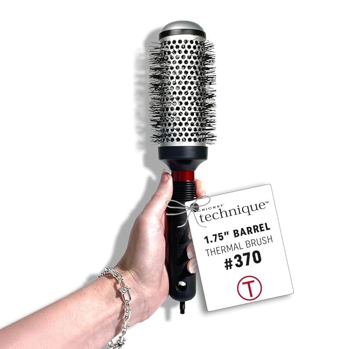 Cricket Technique Thermal Hair Brush #370 1.75” for Blow-Drying, Curling, and Styling – Heat-Retaining Barrel with Anti-Static Tourmaline Bristles, Round Thermal Brush, Ideal for All Hair Types