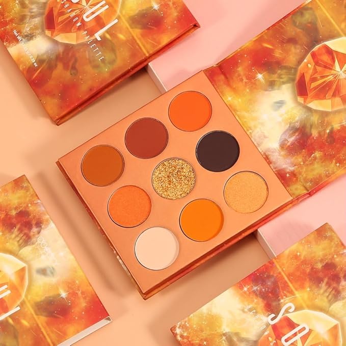 docolor Eyeshadow Palette 9Colors Orange Eyeshadow Gemstone Shadow Palettes Highly Pigmented Mattes Shimmers Smokey Glitter Cream Colorful Powder Blendable Long Lasting Waterproof Makeup Palette