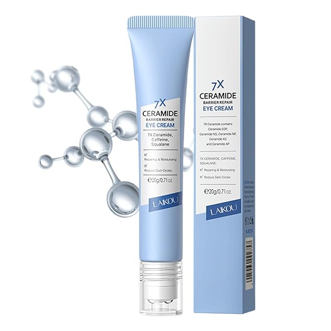 Ceramide Under Eye Cream, Hydrating Eye Cream, Eye Wrinkle Cream With Massage Head, Eye Cream Anti Aging, Dark Circle Eye Cream For Women & Men, eye moisturizer For All Skin Type