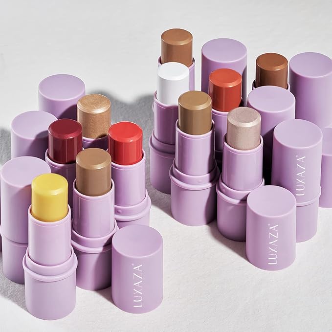 4Pcs Cream Blush Contour Highlighter Bronzer Moisturizer Stick Makeup Set #T Blush Glow2