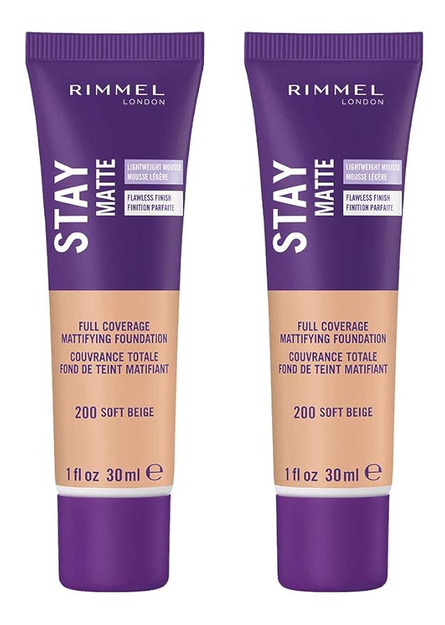Rimmel Stay Matte Liquid Foundation, Soft Beige, 1 Fl Oz, Pack of 2