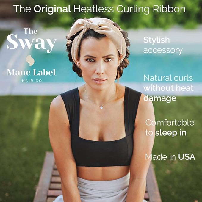 Heatless Hair Curling Ribbon Wrap: The Sway Original Heatless Curling Ribbons | Luxe Velour | Mane Label Hair Co. (Camel)