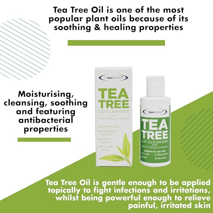 The Eye Doctor Tea Tree Lid Cleanser 100ml – Daily Eyelid Hygiene Remove Debris & Make-up Eyelid Eyelashes – For Sensitive Eyes – Contains Tea Tree Oil Argan Oil Coconut Oil & Micellar Water